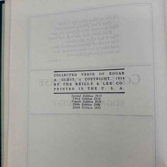 Collected Verse of Edgar A. Guest (1941) Hardcover Sixth Edition Reilly & Lee - Picture 11 of 11